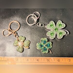 St Patrick's Day is Coming.... Green and Silver Clover Keychains and Brooch